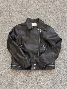 ZARA Black Faux Leather Asymmetrical Zip Jacket